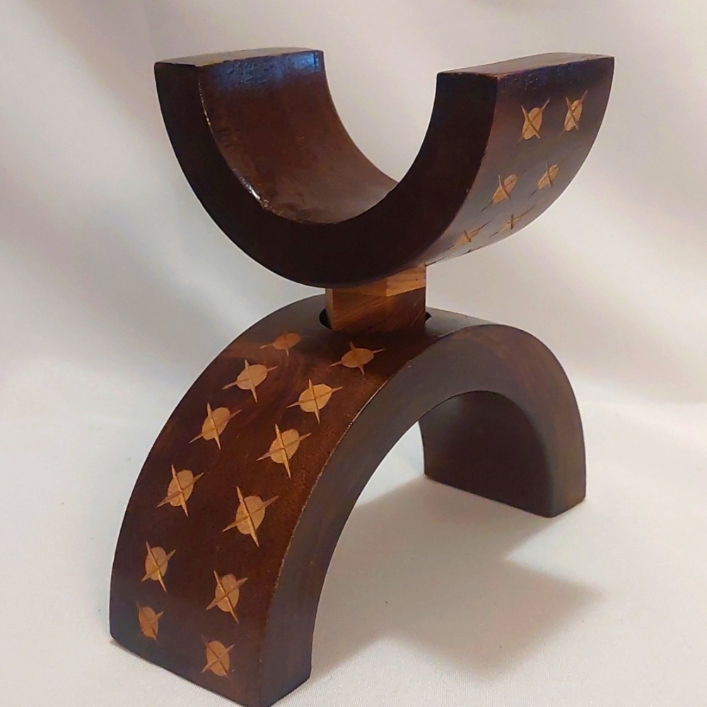 Wooden Carved Art Deco Sculpture With Several Options For Display Candle Holder